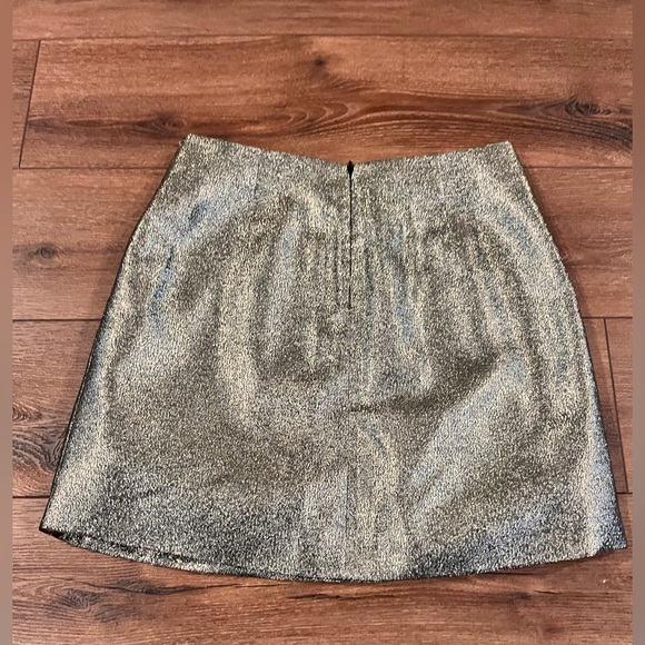 Madewell Gold Glitter Sequin Shimmer Metallic Mini A-line Lined Skirt Size 2 - Picture 2 of 8